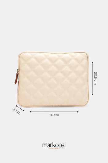 MORCA - Unisex Ipad Air Ipad Pro & Matepad & Galaxy Tablet Case 11" Leather Quilted - Beige