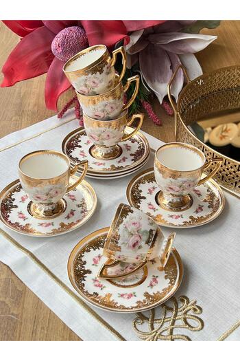 ROSSEV 24K Hürrem Turkish Coffee Cup - 12 Pieces for 6 People