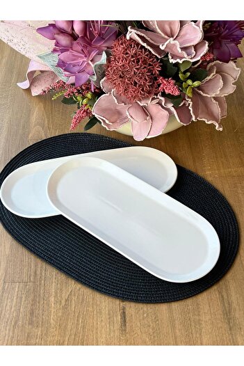 ROSSEV Porcelain Oval Presentation Plate Set of 2