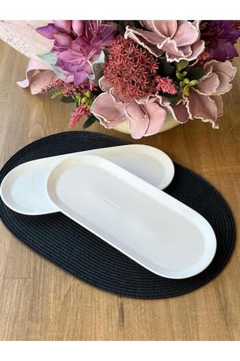 ROSSEV Porcelain Oval Presentation Plate Set of 2
