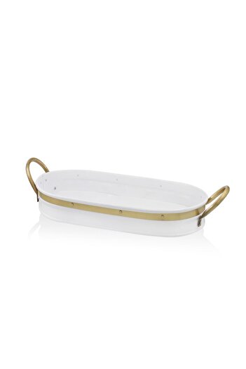 ROSSEV Galvin Tepsi Beyaz Oval 33x65 Cm