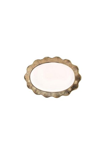 ROSSEV Servis Tabağı Lace Oval Gold 38 Cm