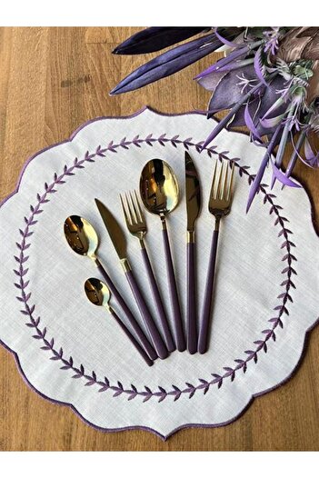 ROSSEV Dali Allegra Gold Purple 42 Piece Cutlery Set for 6 People