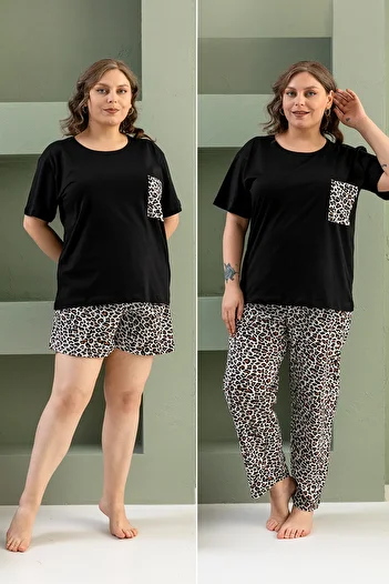 nisaNCa 100% Cotton Large Size 3 Piece Women's Pajamas Set