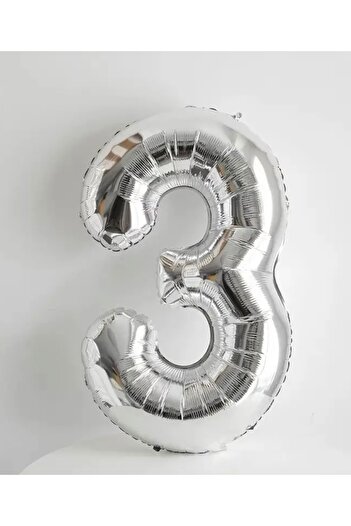 Deniz Party Store 40" Inç 100 Cm ( 3 ) Rakam'ı Folyo Balon Gümüş Gri