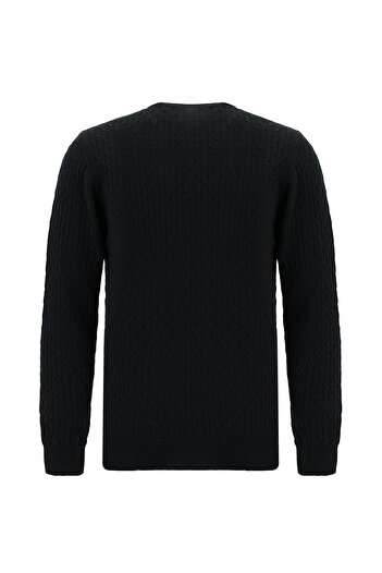 Abdullah Kiğılı Crew Neck Slim Fit Slim Fit Patterned Cotton Cashmere Knitwear Sweater
