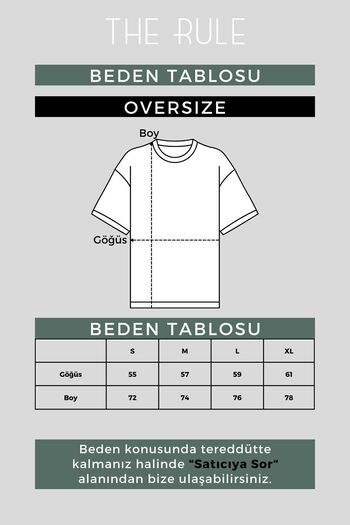 THE RULE Unisex Eternity Printed Oversize 100% βαμβακερό φαρδύ κομμένο μπλουζάκι με λευκό λαιμόκοψη Rf0399