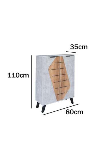 Generic Malaysian Wood Shoe Cabinet, 2 Doors, 5 Layers