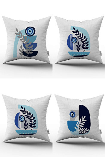 Cango Home Fresh Evil Eye Bead Patterned Modern Blue One Side Printed Throw Pillow Pillow Case Set 4Kmbs331