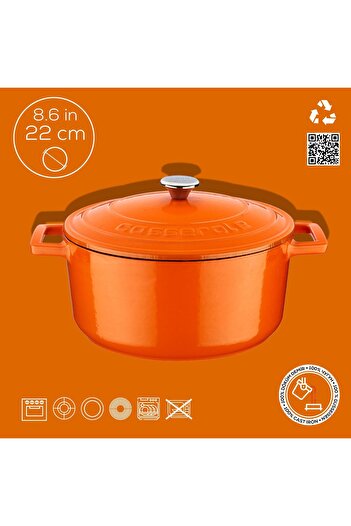 Lava Döküm Yuvarlak Tencere. Folk Çap(Ø) 22cm.