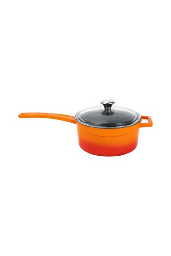 Lava Cast Round Sauce Pot with Glass Lid, Metal HandleGlaze Series Diameter (ø16 Cm