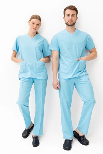 Kardelen İş Elbiseleri Santolina V-Neck Uniform - Comfortable and Durable Scrubs for Doctors, Nurses, Healthcare Workers