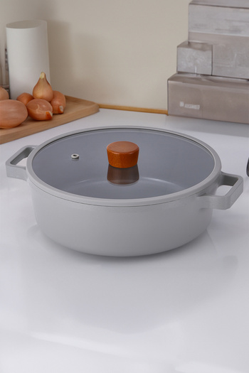 NEOFLAM Fika Cast Aluminum Shallow Pot with Glass Lid 30 cm