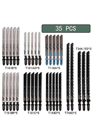Choice 35 pcs 10/20/35/48Pcs T-Shaft Jigsaw Blades HCS Assorted Jig Saw Blades For Wood Plastic Metal Cutti