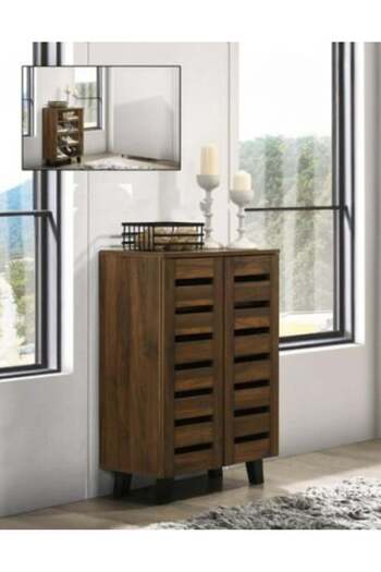 Generic Shoe Cabinet with 4 Shelves - High-Quality Malaysian Wood, Brown