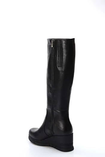 FAST STEP Genuine Leather & Fur Women's Wedge Heel Boots 064Kza1006