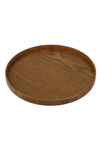 Generic Handmade Wooden Tea Serving Tray, Brown 30x2x30 cm