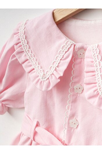 Cherrys Bebek Scalloped Linen Girl's Dress