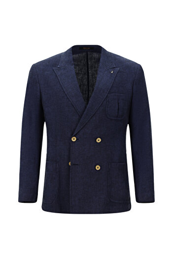 Kiğılı Regular Fit Double Breasted Waist Lace-Up Linen Suit