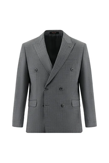 Abdullah Kiğılı Woolen Double-Breasted Striped Regular Fit Suit