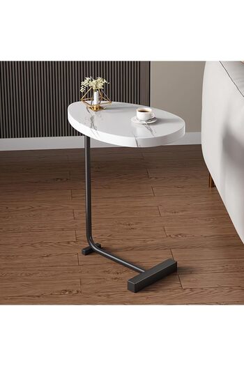 VINNYSEN Side Table, C Shaped End Table, Side Tables Living Room, Small Coffee Table with Metal Fram