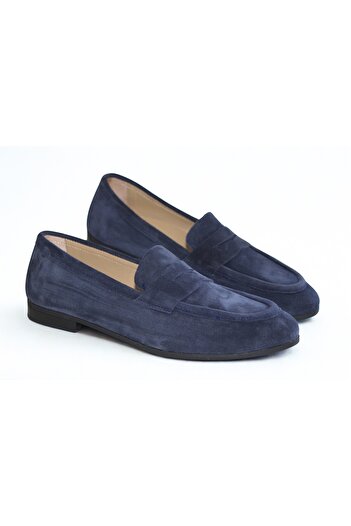 NE&VE SHOES Сині замшеві жіночі лофери з натуральної шкіри
