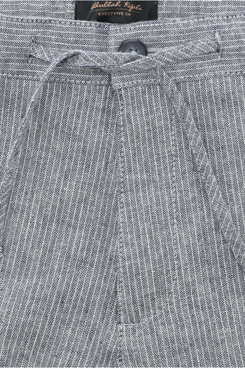 Kiğılı Regular Fit Striped Elastic Waist Drawstring Cotton Linen Trousers