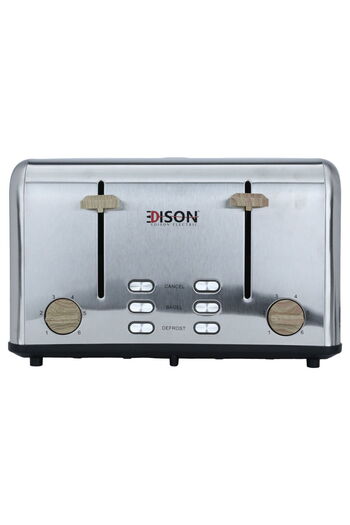 Edison Electric Toaster, 4 Slices, 1600 Watt - Silver