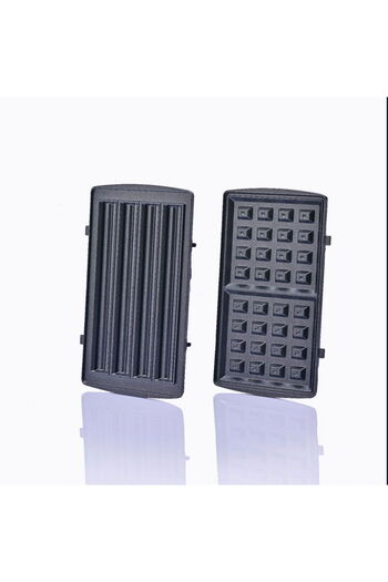 Edison 3 in 1 Sandwich Heater, 750 Watt, 3 Plates - Black/Silver