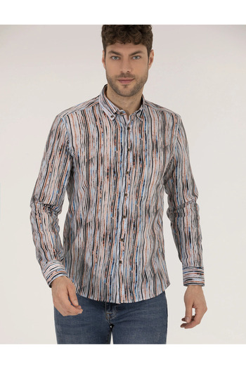 Pierre Cardin Μακρυμάνικο πουκάμισο Navy Blue Slim Fit