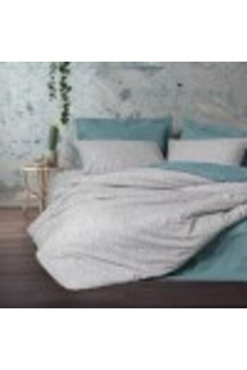 Cotton Box Double bed linen 100% cotton ranforce with elastic, floral design, Cotton Box, June Mint