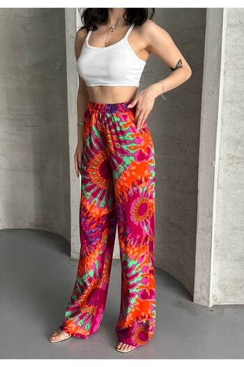 VOLT CLOTHİNG Women's Viscose Fabric Shawl Pattern Palazzo Pants
