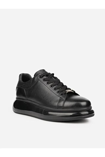 Pierre Cardin Μαύρο Δερμάτινο Sneaker - 10205 Air Sole