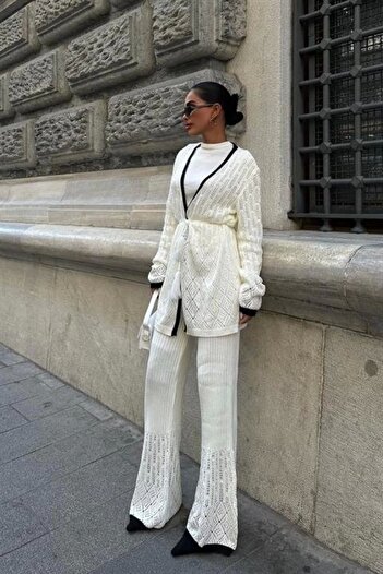 Lijuri Selvia Openwork Piping Trouser Suit 9957