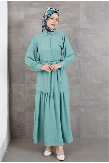 shop Gömlek Yaka Kuşaklı Elbise