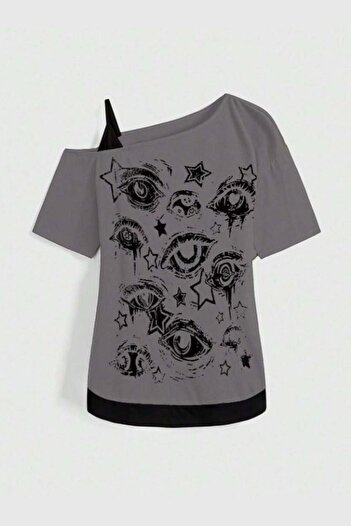 Köstebek Eyes Collage Short Sleeve T-Shirt with Additional Strap