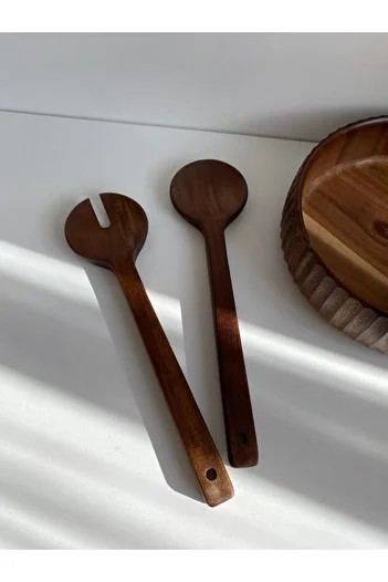 LEONEV Set of 2 Acacia Salad Serving Spoons
