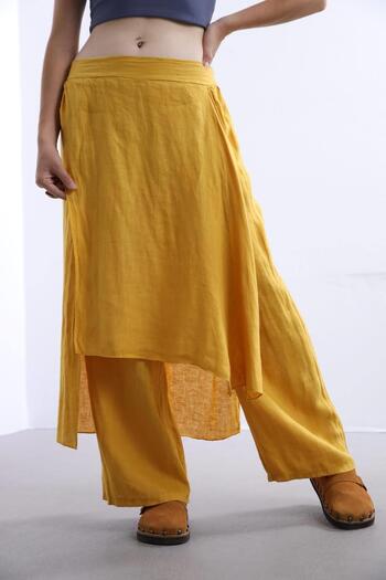 EREN STYLE ITALIAN RAW LINEN TROUSERS SKIRT