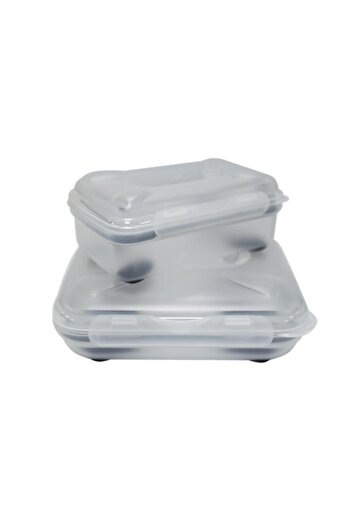 Generic smash 2-Piece Hinged Lid Leakproof Air Tight Sandwich and Snack Box Clear and Black 11246