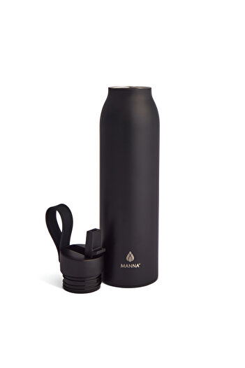 manna Hydration Modern Flip Double Wall Insulated Stainless Steel Water Bottle Onyx Powder 20oz