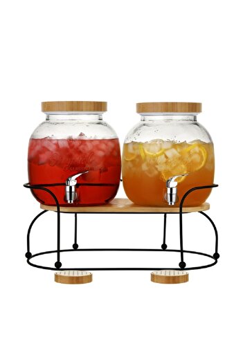 Bien Servi Piece High Quality Glass Dispenser with Stand Multicolor 4 Liter