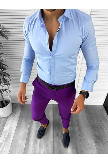 dehaine Men's casual pants, slim fit, purple, b1734a