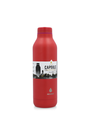 manna Capsule Powder Poppy Durable Stainless Steel Water Bottle Red 502ml