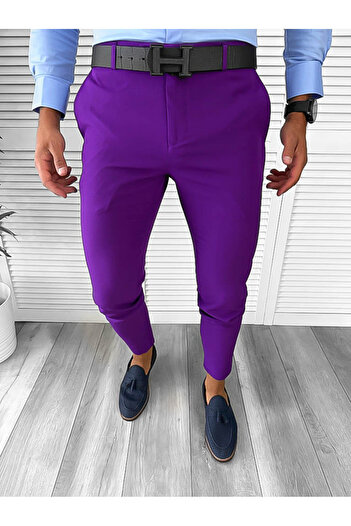 dehaine Men's casual pants, slim fit, purple, b1734a