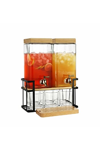 Bien Servi 8-Piece High Quality Glass Dispenser with Iron Base