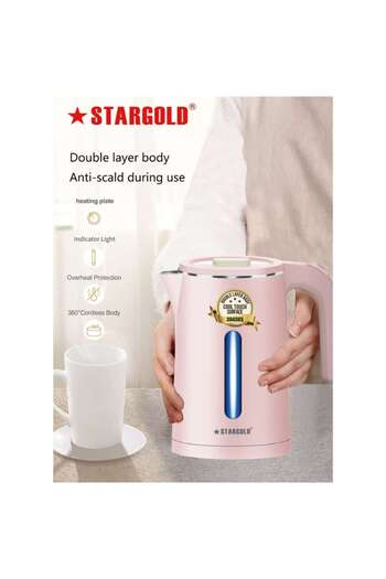 Generic Stargold 1.5l Electric Kettle With 1500w Power, Auto Shut-off, Stainless Steel And 360° Swivel Base
