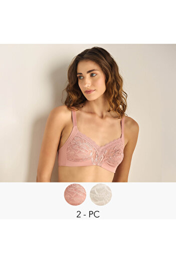 FAV Set of 2 - Lace Non-Wired Bra with Hook and Eye Closure