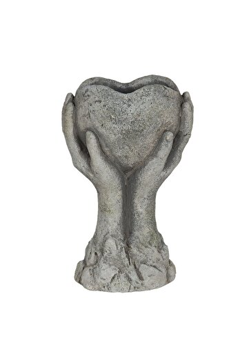 Clayre & Eef Ceramic Pot Gray Heart 19 cm x 13 cm x 34 h