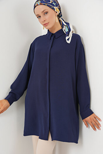 Bigdart Γυναικείο Μακρύ Πουκάμισο Μπλουζάκι 5945 - Navy Blue