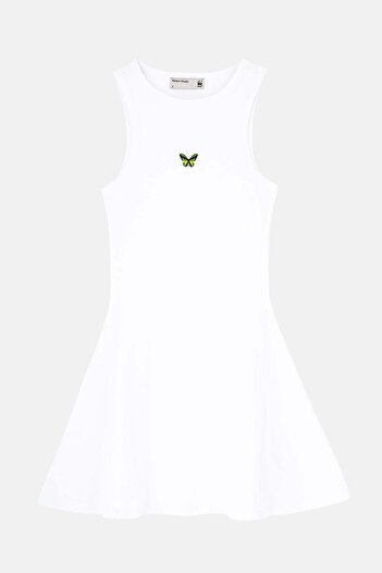 WWF Market Goliath Bird Winged Butterfly Premium κοντό φόρεμα - Λευκό